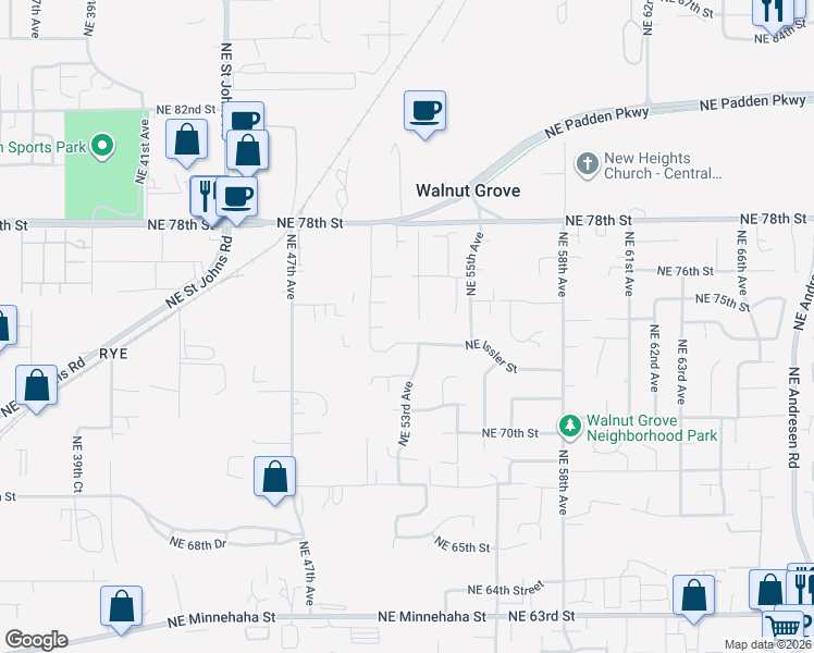 map of restaurants, bars, coffee shops, grocery stores, and more near 5113 Northeast 75th Circle in Vancouver