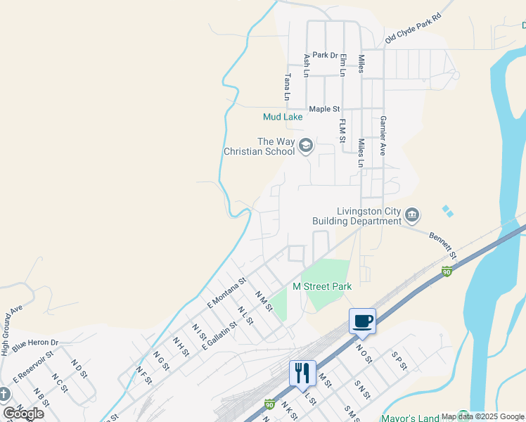 map of restaurants, bars, coffee shops, grocery stores, and more near 1301 Absaroca Court in Livingston