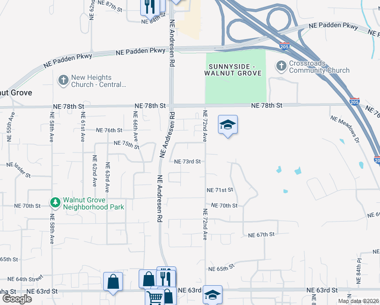 map of restaurants, bars, coffee shops, grocery stores, and more near 7403 Northeast 70th Court in Vancouver