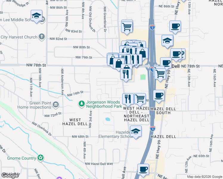 map of restaurants, bars, coffee shops, grocery stores, and more near 7412 Northwest 1st Avenue in Vancouver