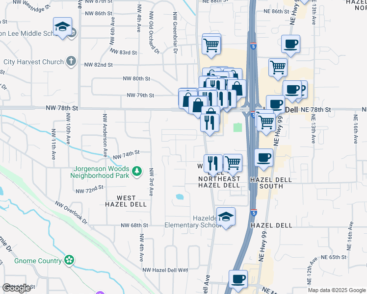 map of restaurants, bars, coffee shops, grocery stores, and more near 7416 Northwest 1st Avenue in Vancouver