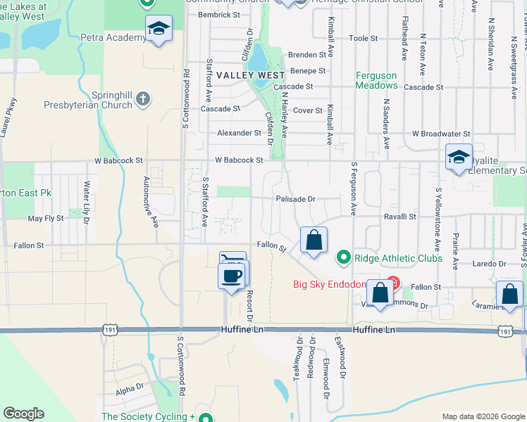 map of restaurants, bars, coffee shops, grocery stores, and more near 212 Slough Creek Drive in Bozeman