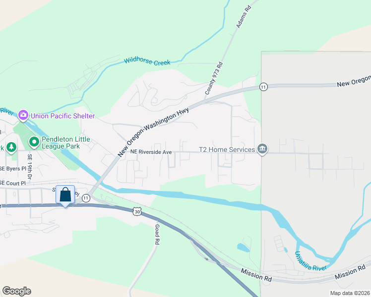 map of restaurants, bars, coffee shops, grocery stores, and more near 3201 Northeast Riverside Avenue in Pendleton
