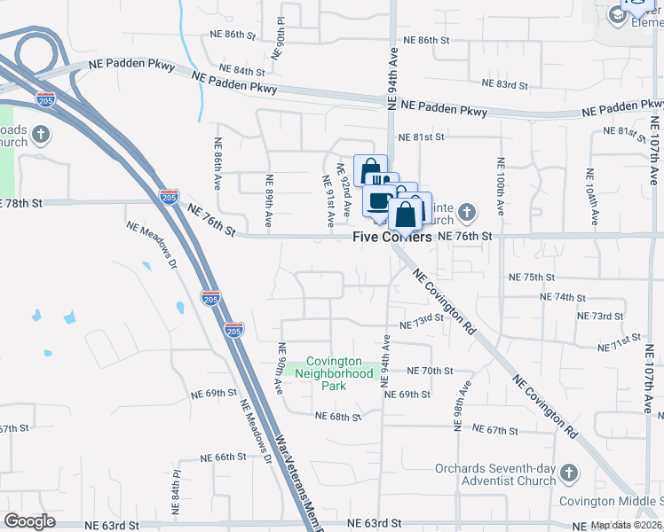 map of restaurants, bars, coffee shops, grocery stores, and more near 9206 Northeast 75th Street in Vancouver