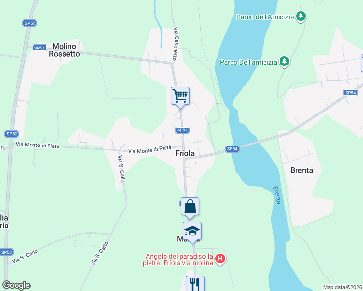 map of restaurants, bars, coffee shops, grocery stores, and more near 1 Via Monte di Pietà in Friola