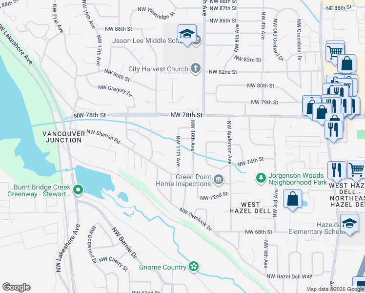 map of restaurants, bars, coffee shops, grocery stores, and more near Northwest 11th Avenue in Vancouver