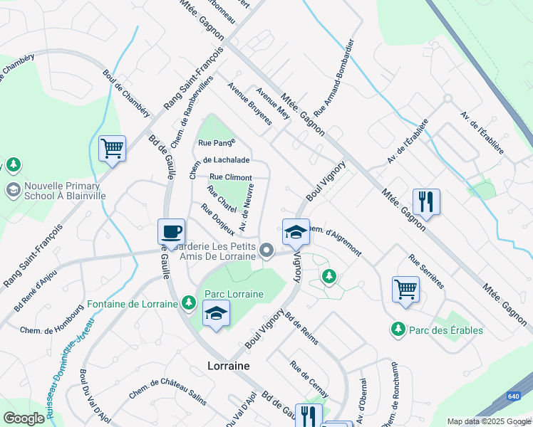 map of restaurants, bars, coffee shops, grocery stores, and more near 18 Chemin de Lachalade in Lorraine