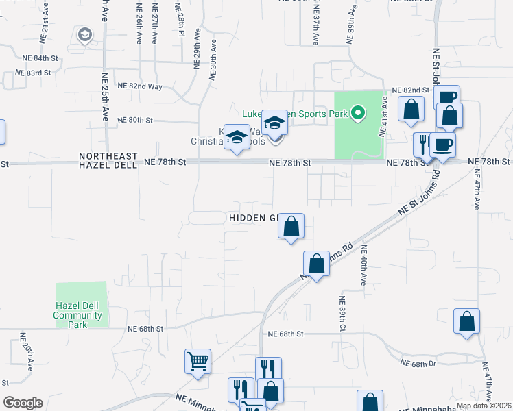 map of restaurants, bars, coffee shops, grocery stores, and more near 7511 Northeast 33rd Avenue in Vancouver