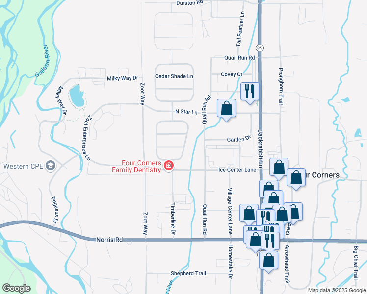 map of restaurants, bars, coffee shops, grocery stores, and more near 28 Timberview Circle in Bozeman