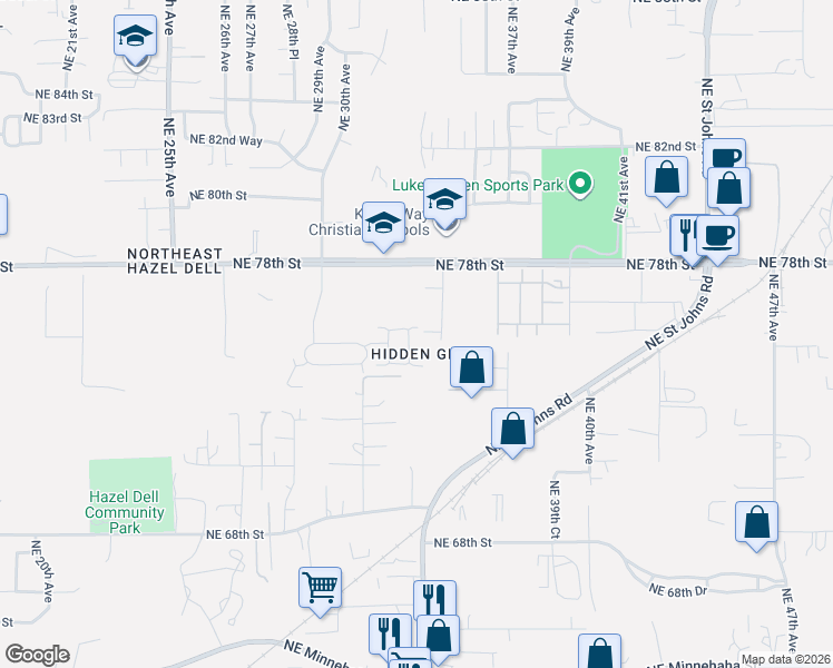 map of restaurants, bars, coffee shops, grocery stores, and more near 7511 Northeast 33rd Avenue in Vancouver