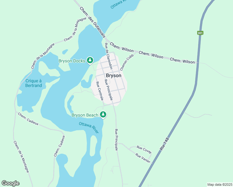 map of restaurants, bars, coffee shops, grocery stores, and more near 773 Rue de Clarendon in Bryson