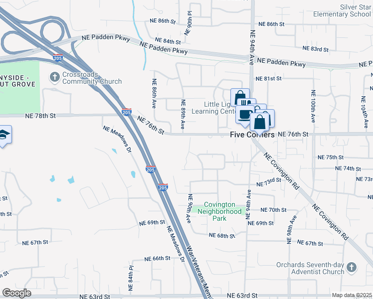 map of restaurants, bars, coffee shops, grocery stores, and more near 7504 Northeast Glenwood Drive in Vancouver