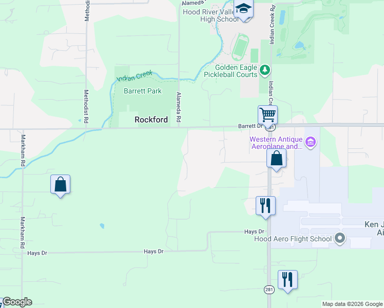 map of restaurants, bars, coffee shops, grocery stores, and more near 1475 Moser Road in Hood River