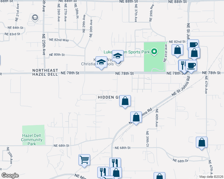 map of restaurants, bars, coffee shops, grocery stores, and more near 7421 Northeast 33rd Avenue in Vancouver