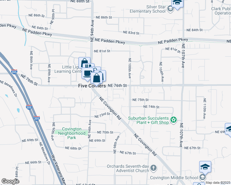 map of restaurants, bars, coffee shops, grocery stores, and more near 9708 Northeast 75th Street in Vancouver