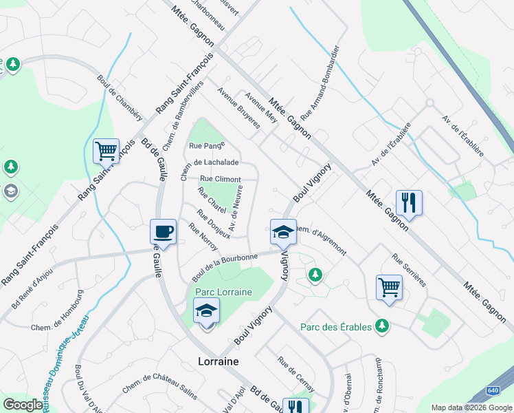 map of restaurants, bars, coffee shops, grocery stores, and more near 22 Chemin de Lachalade in Lorraine