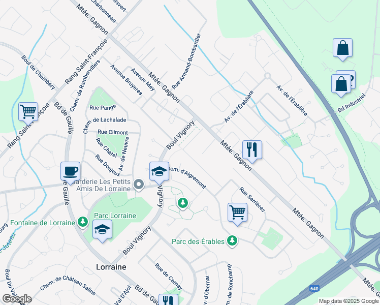 map of restaurants, bars, coffee shops, grocery stores, and more near 29 Rue de Mortagne in Lorraine