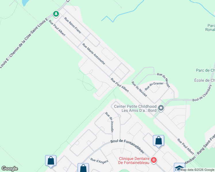 map of restaurants, bars, coffee shops, grocery stores, and more near 201 Rue Ouimet in Blainville