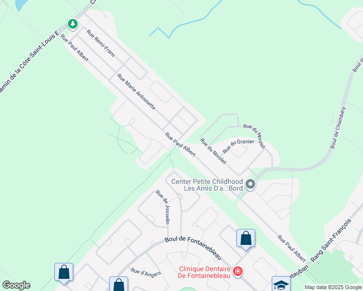 map of restaurants, bars, coffee shops, grocery stores, and more near Rue Paul Albert in Blainville