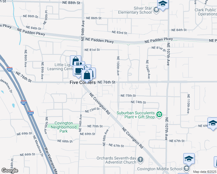 map of restaurants, bars, coffee shops, grocery stores, and more near 9716 Northeast 76th Street in Vancouver