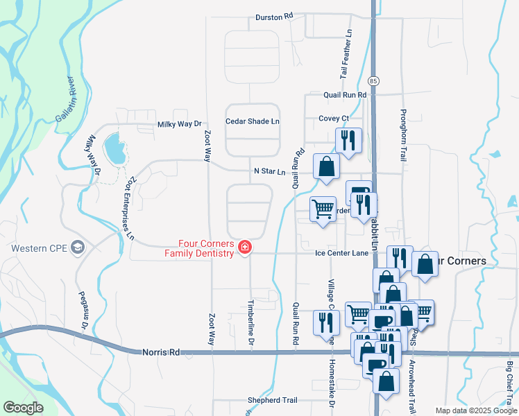 map of restaurants, bars, coffee shops, grocery stores, and more near 229 Timberview Circle in Bozeman