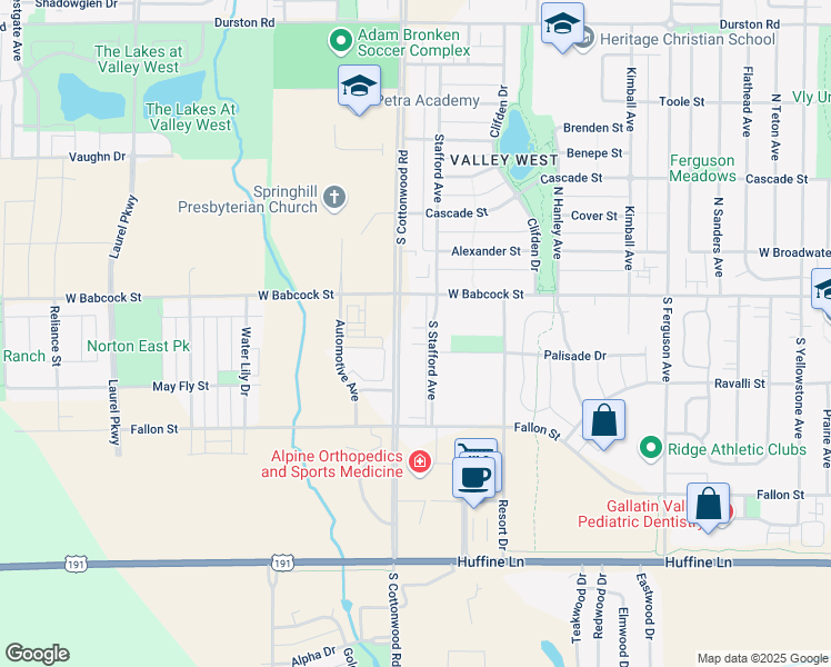 map of restaurants, bars, coffee shops, grocery stores, and more near 440 South Cottonwood Road in Bozeman