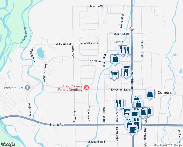 map of restaurants, bars, coffee shops, grocery stores, and more near 229 Timberview Circle in Bozeman