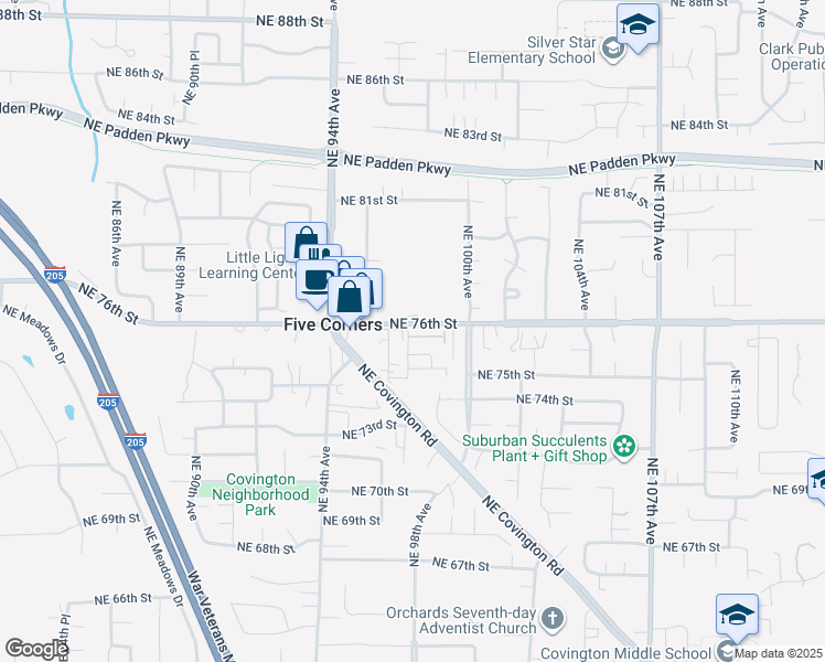 map of restaurants, bars, coffee shops, grocery stores, and more near 9716 Northeast 76th Street in Vancouver