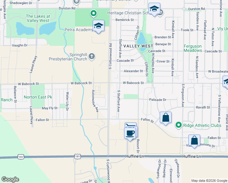 map of restaurants, bars, coffee shops, grocery stores, and more near 86 South Cottonwood Road in Bozeman
