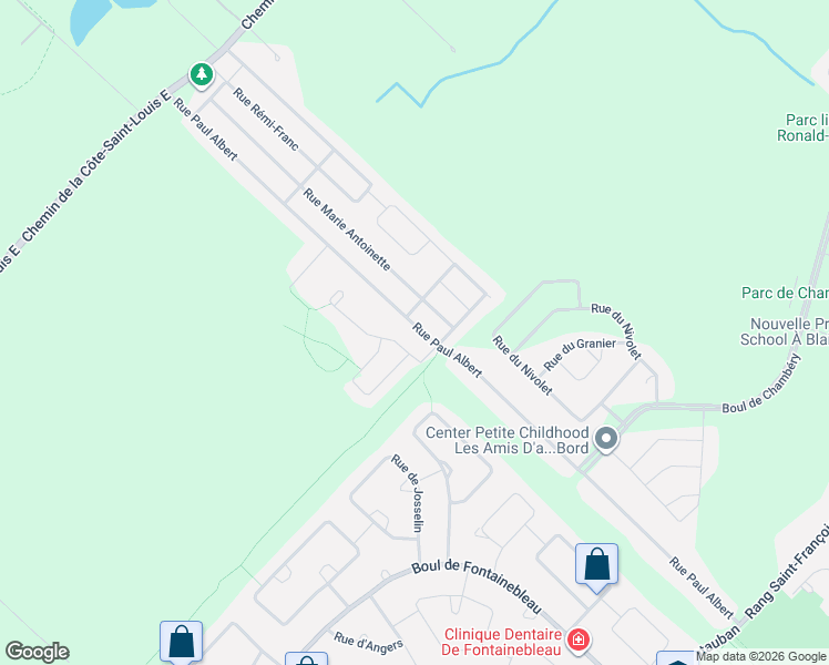 map of restaurants, bars, coffee shops, grocery stores, and more near 85 Rue Paul Albert in Blainville