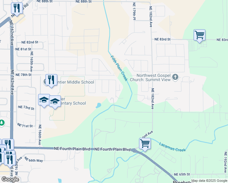 map of restaurants, bars, coffee shops, grocery stores, and more near 7514 Northeast 176th Avenue in Vancouver