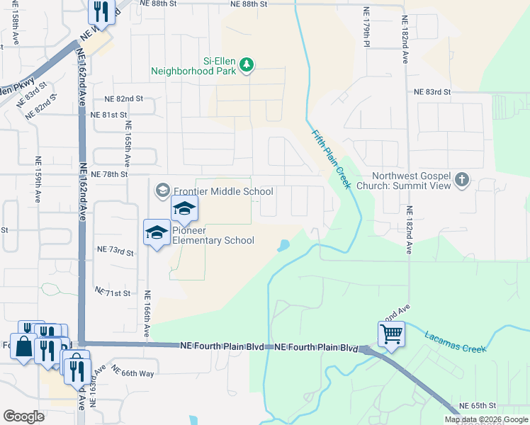 map of restaurants, bars, coffee shops, grocery stores, and more near 7503 Northeast 172nd Avenue in Vancouver