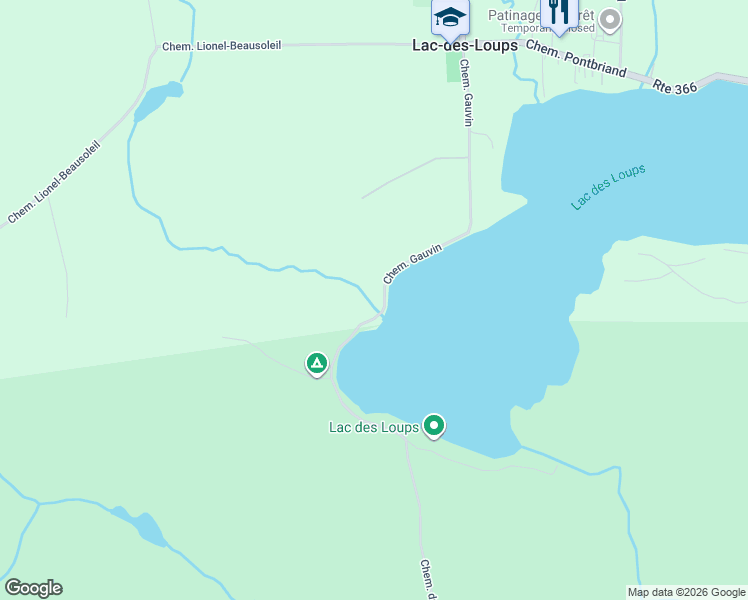 map of restaurants, bars, coffee shops, grocery stores, and more near 94 Chemin Gauvin in Lac-des-Loups