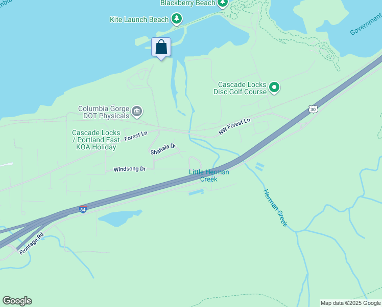 map of restaurants, bars, coffee shops, grocery stores, and more near 1238 Windsong Drive in Cascade Locks