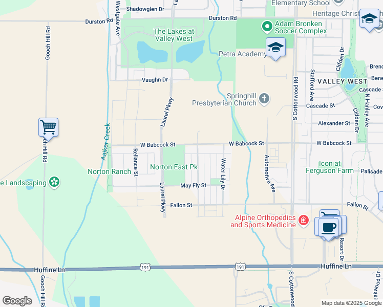 map of restaurants, bars, coffee shops, grocery stores, and more near 5065 Dragon Fly Street in Bozeman