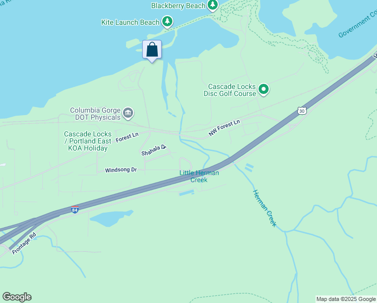 map of restaurants, bars, coffee shops, grocery stores, and more near 1238 Windsong Drive in Cascade Locks