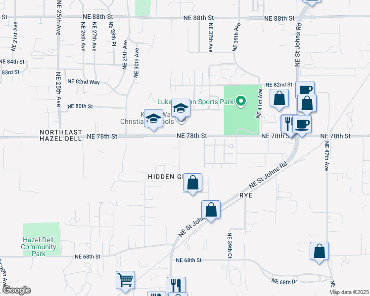 map of restaurants, bars, coffee shops, grocery stores, and more near 6105 Northeast 34th Avenue in Vancouver