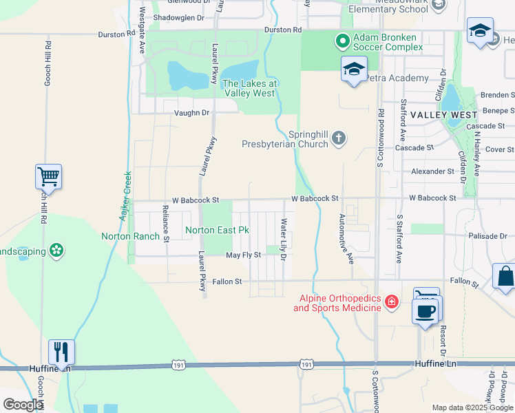 map of restaurants, bars, coffee shops, grocery stores, and more near 104 Stone Fly Drive in Bozeman