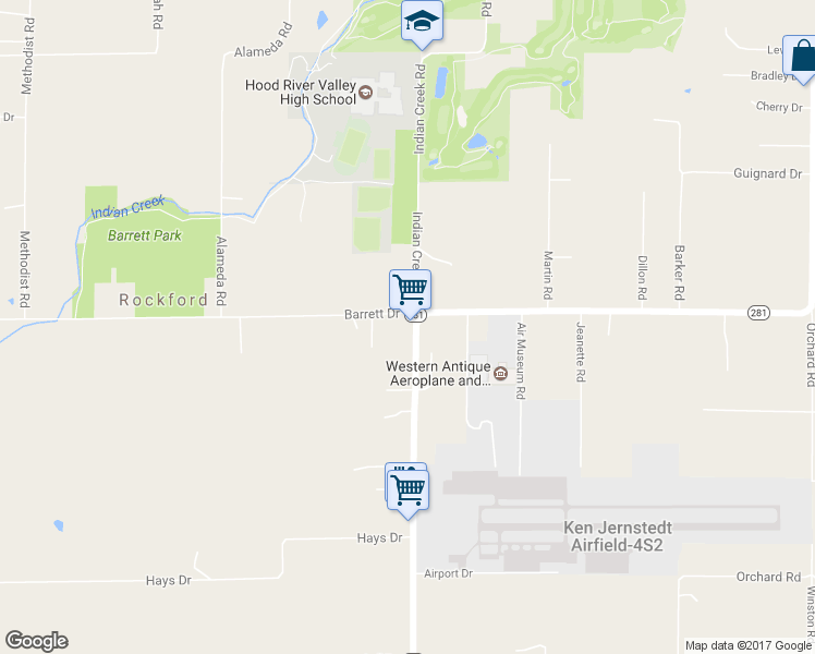 map of restaurants, bars, coffee shops, grocery stores, and more near 1650 Tucker Rd in Hood River