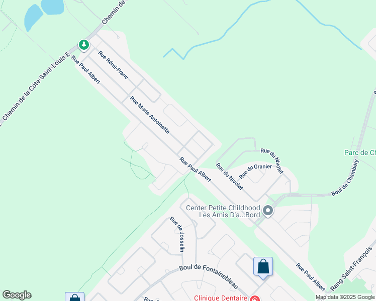 map of restaurants, bars, coffee shops, grocery stores, and more near 83 Rue Marie Antoinette in Blainville