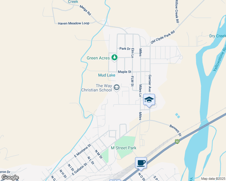 map of restaurants, bars, coffee shops, grocery stores, and more near 305 Maple Street in Livingston