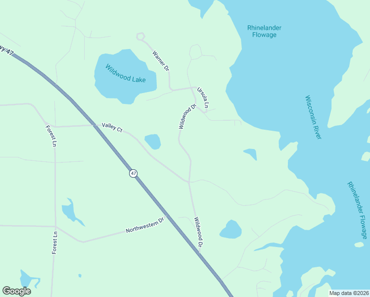 map of restaurants, bars, coffee shops, grocery stores, and more near 4372 Wildwood Drive in Rhinelander
