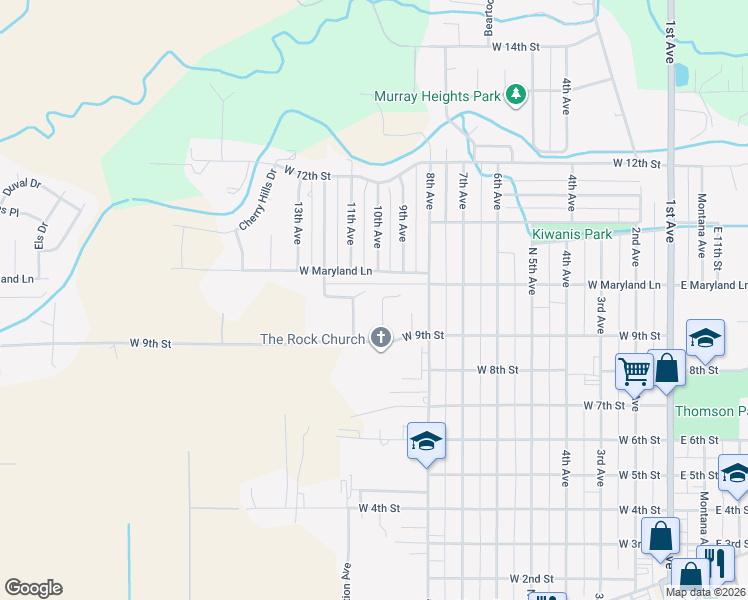 map of restaurants, bars, coffee shops, grocery stores, and more near 908 10th Ave in Laurel
