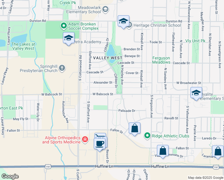 map of restaurants, bars, coffee shops, grocery stores, and more near 4425 W Babcock St in Bozeman