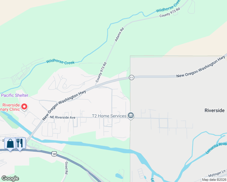 map of restaurants, bars, coffee shops, grocery stores, and more near 3525 Northeast King Place in Pendleton