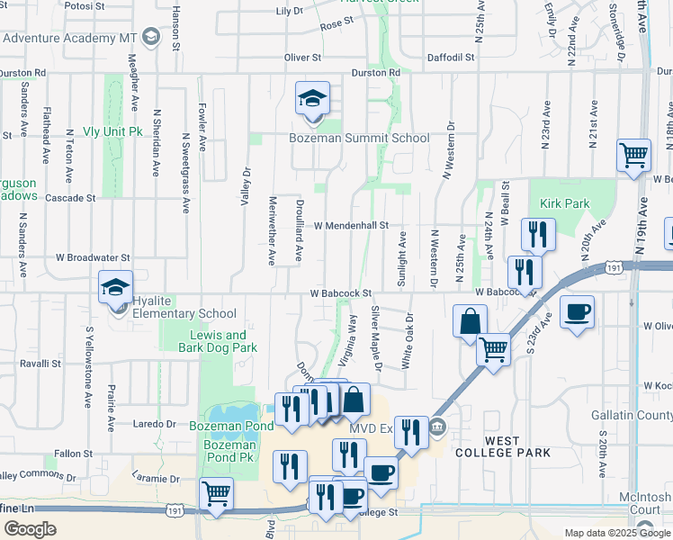 map of restaurants, bars, coffee shops, grocery stores, and more near 16 Michael Grove Avenue in Bozeman