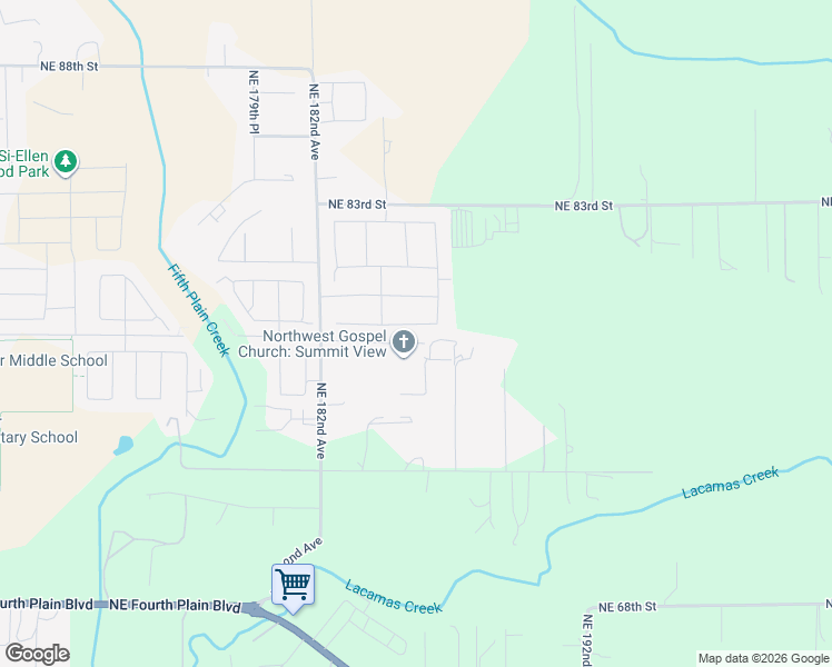 map of restaurants, bars, coffee shops, grocery stores, and more near 18505 NE 78th Way in Vancouver