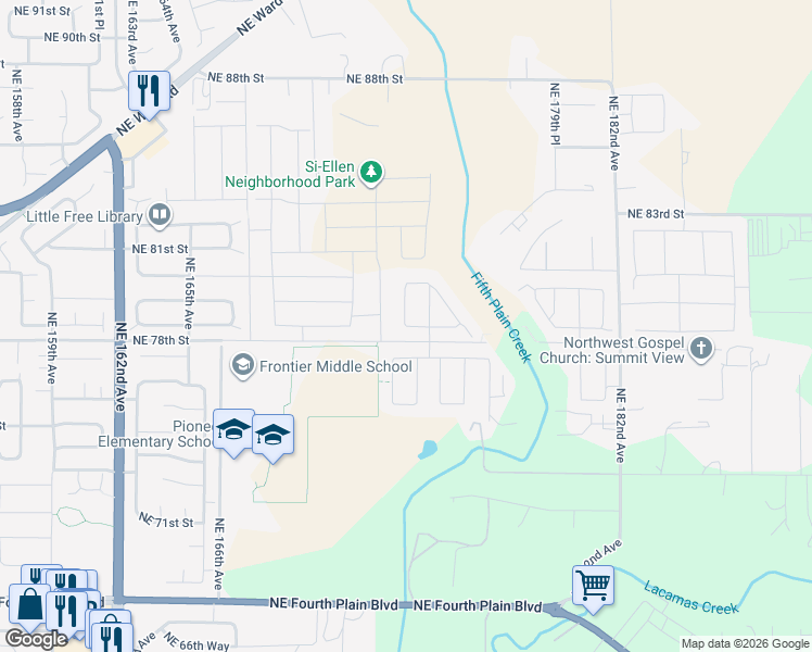 map of restaurants, bars, coffee shops, grocery stores, and more near 7508 Northeast 173rd Avenue in Vancouver
