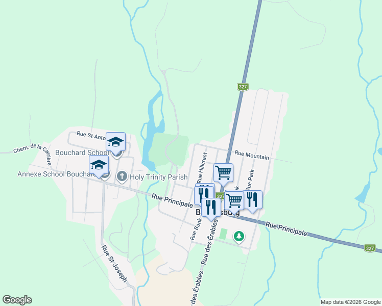 map of restaurants, bars, coffee shops, grocery stores, and more near 280 Rue Rosedale in Brownsburg