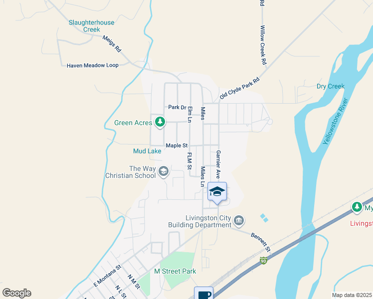 map of restaurants, bars, coffee shops, grocery stores, and more near 202 Maple Street in Livingston